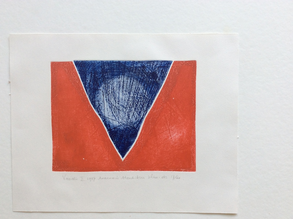 Annemarie Hendriksen - Variatie X 1987  kleur-ets - kopen? Bied vanaf 1!