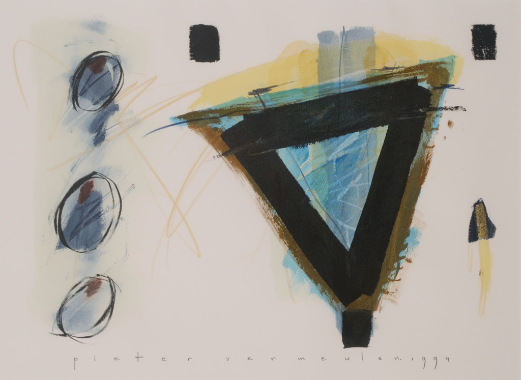 Pieter Vermeulen: Gemengde techniek op papier, Zonder titel - Ingelijst kopen? Bied vanaf 35!