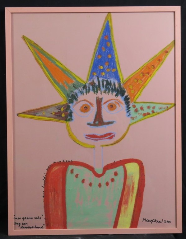 Meertje Kaal: Gemengde techniek op papier, Weg van domineesland - Ingelijst kopen? Bied vanaf 20!