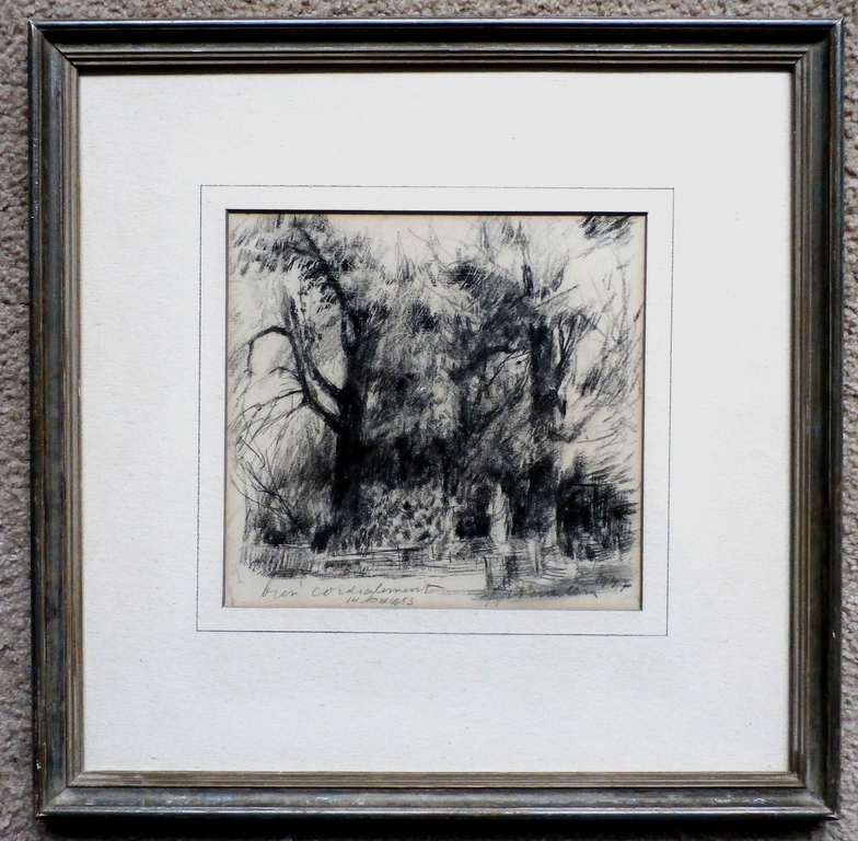 Jan Groenenstein, ingelijste houtskooltekening, handgesigneerd, 1947 verkocht voor € 80!