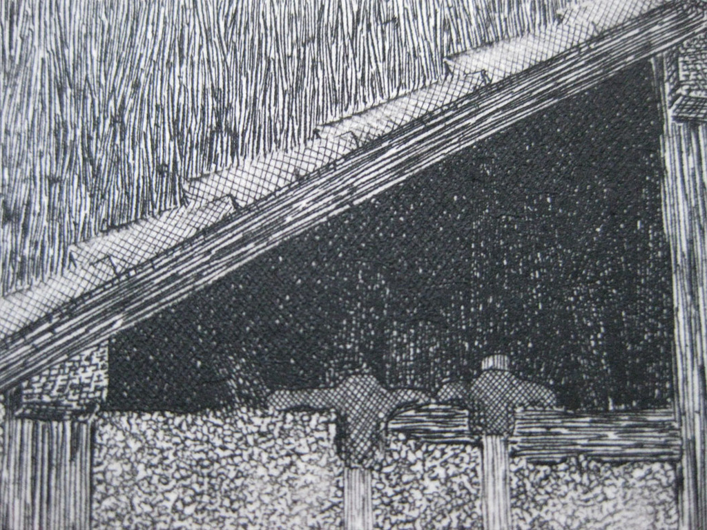 Tanaka Ryohei - " Thatches roof " - ets - 1975 - Handgesigneerd kopen? Bied vanaf 175!