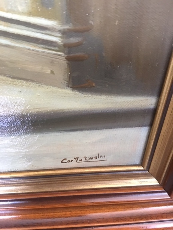 Cor van der Zwalm: olieverfschilderij, Straatje in Jeruzalem kopen? Bied vanaf 300!