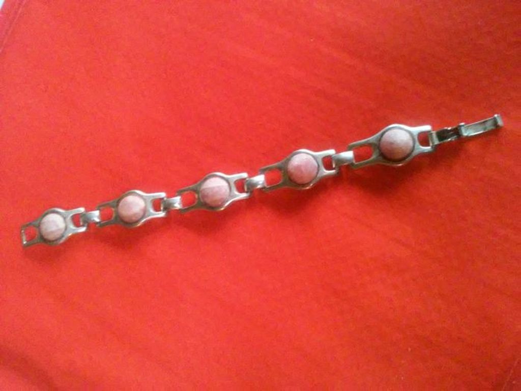 Antieke sterling zilveren armband met roze Rhodochrosite 1930 kopen? Bied vanaf 40!