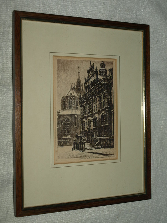 Cornelis Brandenburg: Ets, Stadsgezicht in de winter – Gesigneerd en ingelijst  kopen? Bied vanaf 1!