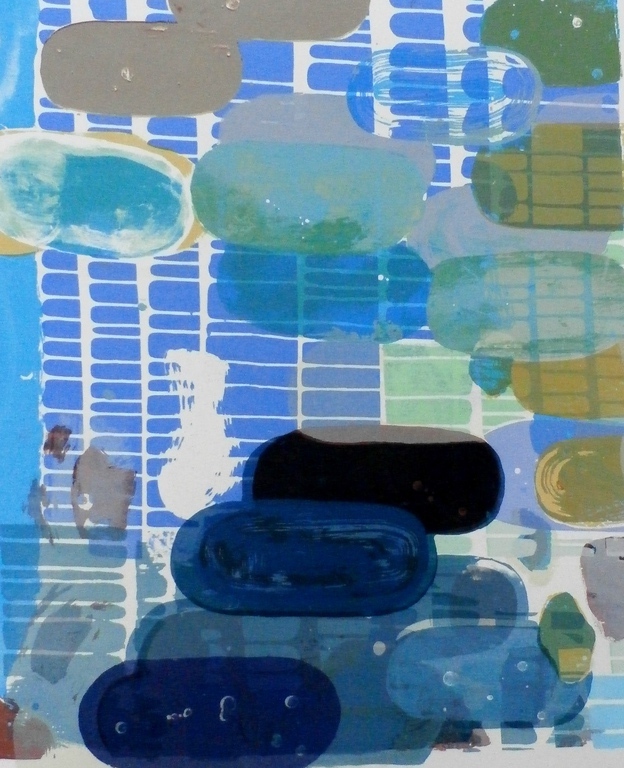 Darja Vos - Zeefdruk - Abstracte compositie - "Espacrar la vista" - 1992 verkocht voor € 45!