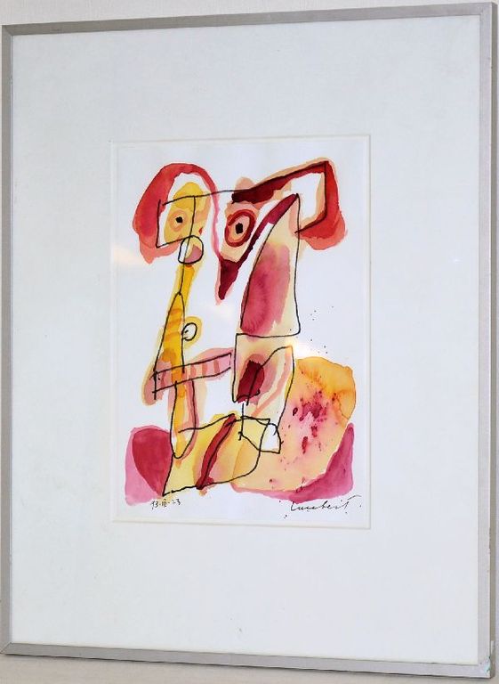 Lucebert: Tekening/Aquarel. Kop. Ingelijst kopen? Bied vanaf 650!