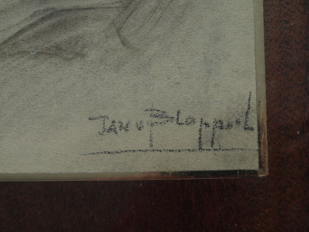 Jan van Bloppoel : Tekening , Lezende vrouw – gesigneerd & ingelijst – ca 1965 kopen? Bied vanaf 1!