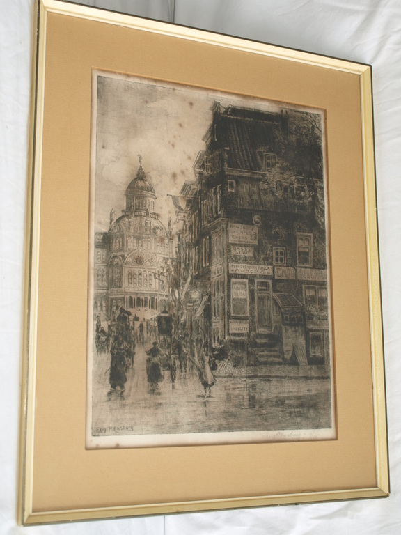 Eugène Rensburg – Ets, Utrechtsestraat Amsterdam – Gesigneerd en ingelijst –1925 kopen? Bied vanaf 1!