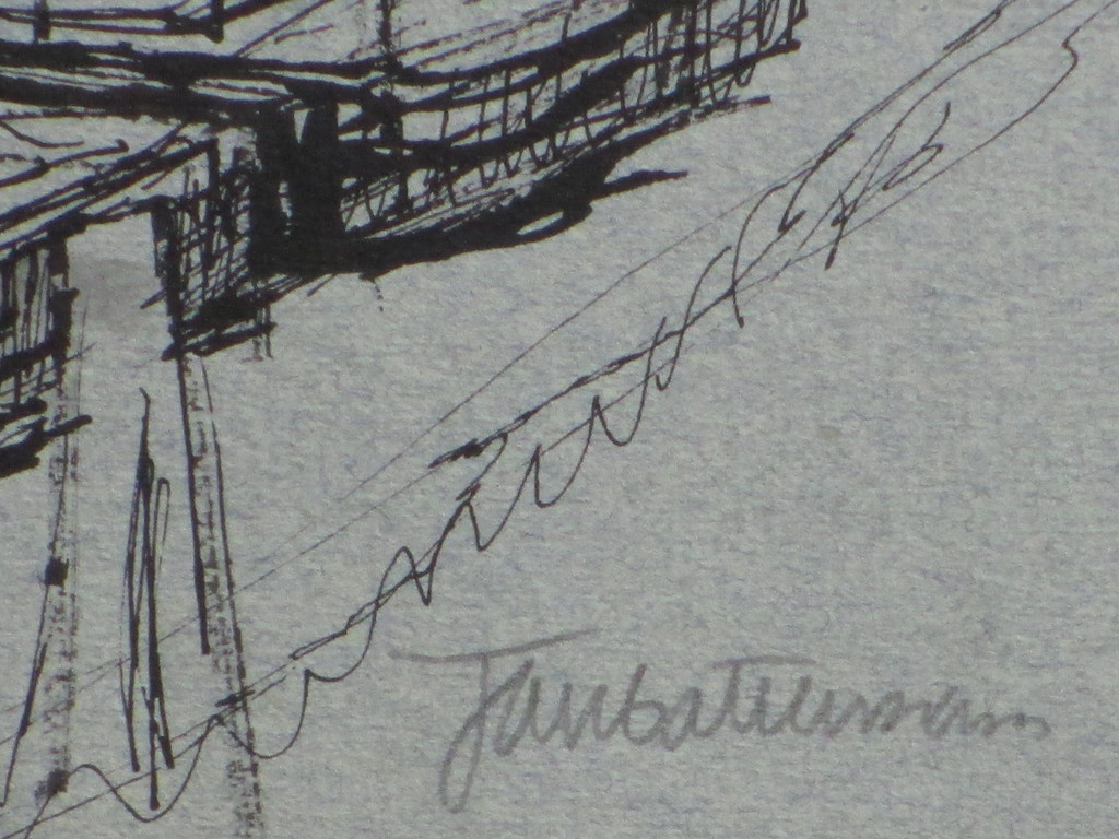 Jan Battermann, Graanelevatoren in bedrijf, Inkttekening kopen? Bied vanaf 40!