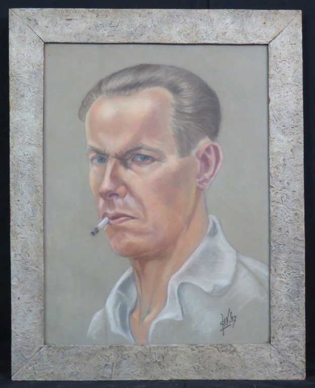 Jan P.A. de Vries: Gouache, Portret - Ingelijst kopen? Bied vanaf 1!