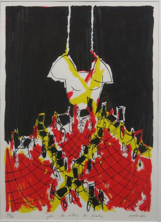 Luis Penin: Zeefdruk, Gala de Silas de Ruedas - Ingelijst kopen? Bied vanaf 30!