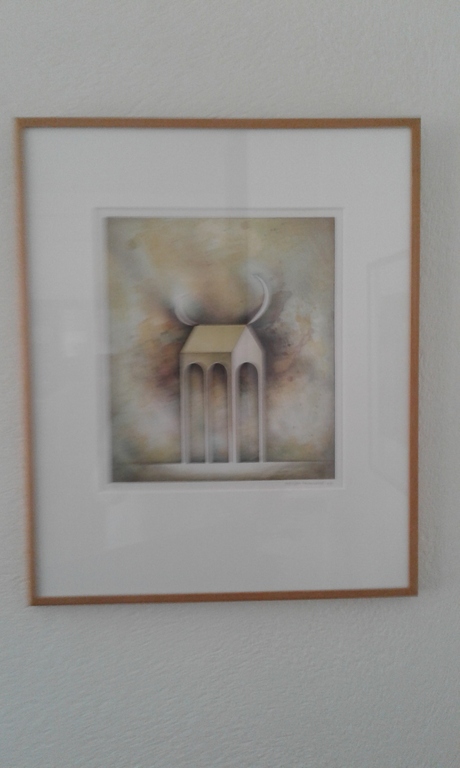 Jurjen Ravenhorst:kleurenlitho ,huis met twee manen kopen? Bied vanaf 75!