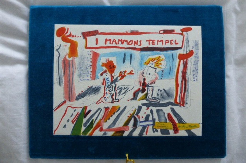 Anders Fogelin  Zweden /Spanje. luxe map met lithos  Titel In Mammons tempel. kopen? Bied vanaf 215!