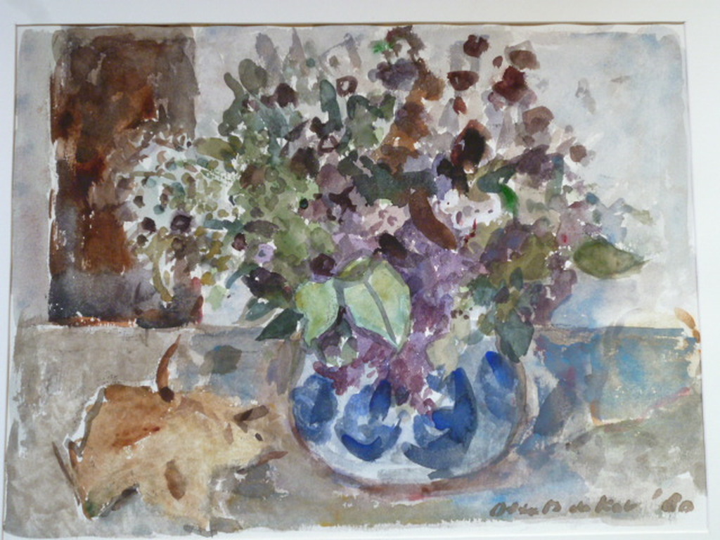 Otto B. de Kat - Otto B. de Kat - aquarel - Boeket in keuls potje