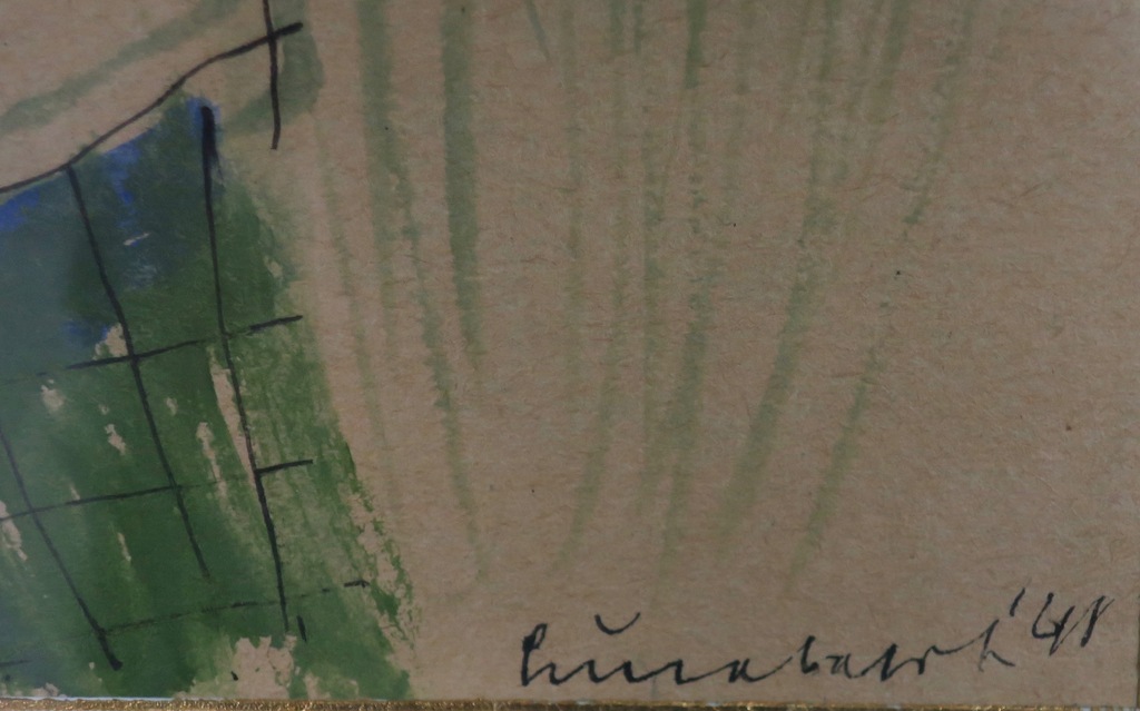 Lucebert: Aquarel en inkt op papier, Portret van Mejuffrouw J.J. - Ingelijst  kopen? Bied vanaf 500!