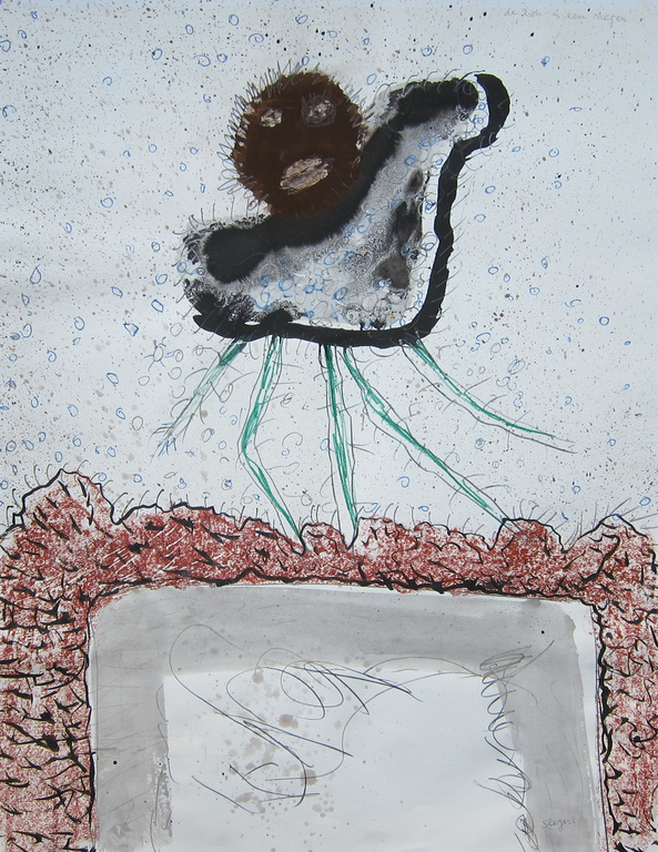 Jacques Slegers - Jacques Slegers # DE ZON IS EEN NEGER, 1984 # gouache /tekening verkocht voor € 195!