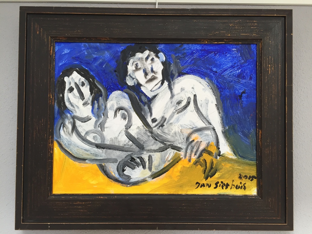 JAN SIERHUIS  acrylic op doek Titel: Echtpaar  2015 verkocht voor € 320!