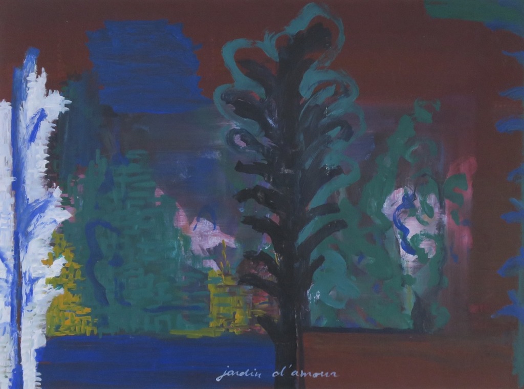 Wim Claessen: Acryl op papier, Jardin damour (groot) kopen? Bied vanaf 50!