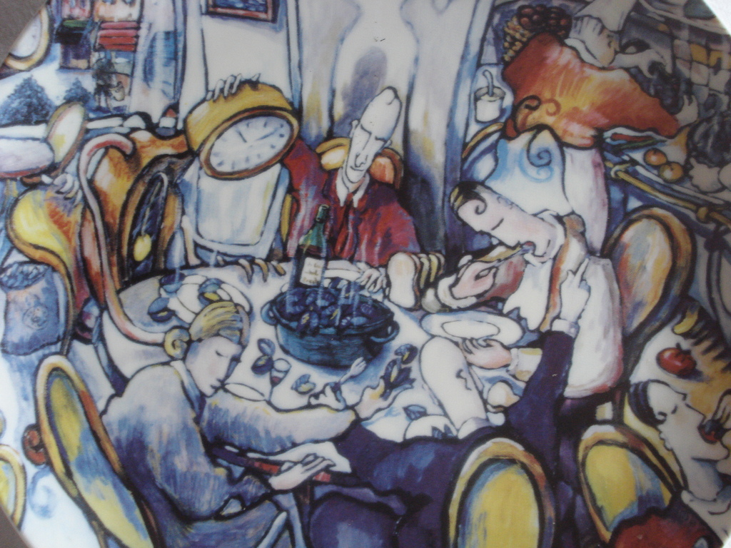 ROB VAN TRIER Keramiek kunstbord: 'Mosseltijd' kopen? Bied vanaf 25!