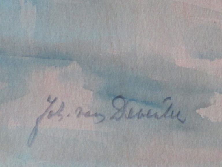 Johan van Deventer, Amsterdams straatbeeld, Aquarel kopen? Bied vanaf 50!
