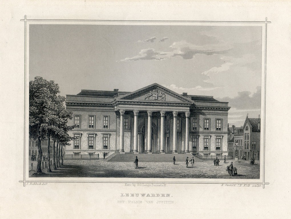 Leeuwarden 1858 "Het Paleis van Justitie", naar een tekening van Ludwig Rohbock kopen? Bied vanaf 25!