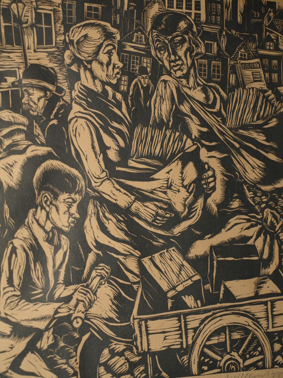 Willem Boon (1902-1986) : Houtsnede – Werkstad - Ingelijst - 1929 verkocht voor € 75!