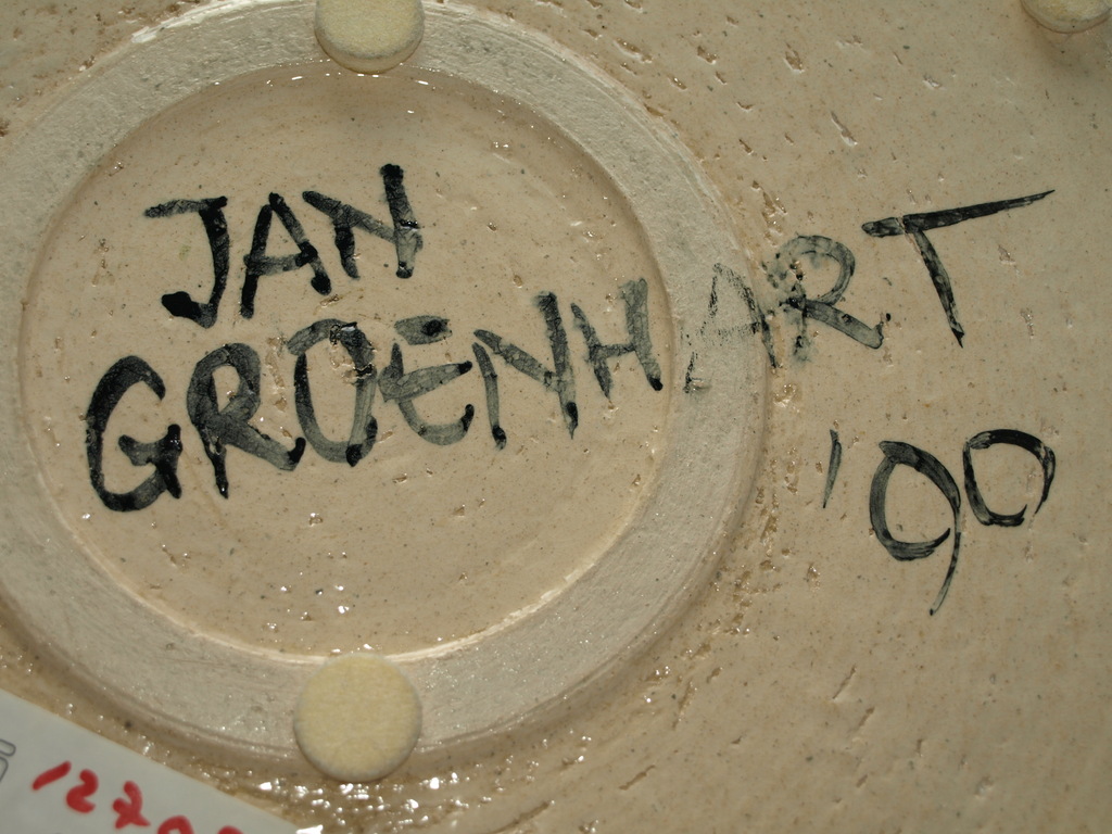 JAN GROENHART (1952) - gesigneerde schildering op aardewerk – Pakhuis-1990  kopen? Bied vanaf 75!