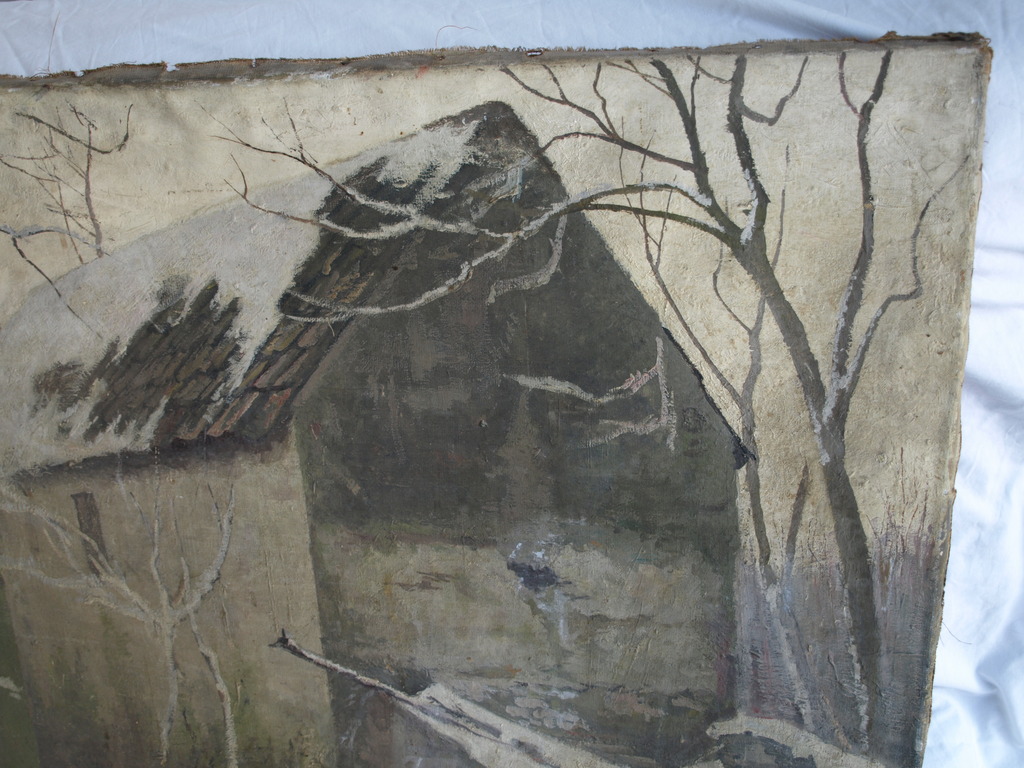 Onbekend : Olieverf op doek – Hutje in de winter – ca 1925 – 71 x 100 cm kopen? Bied vanaf 1!