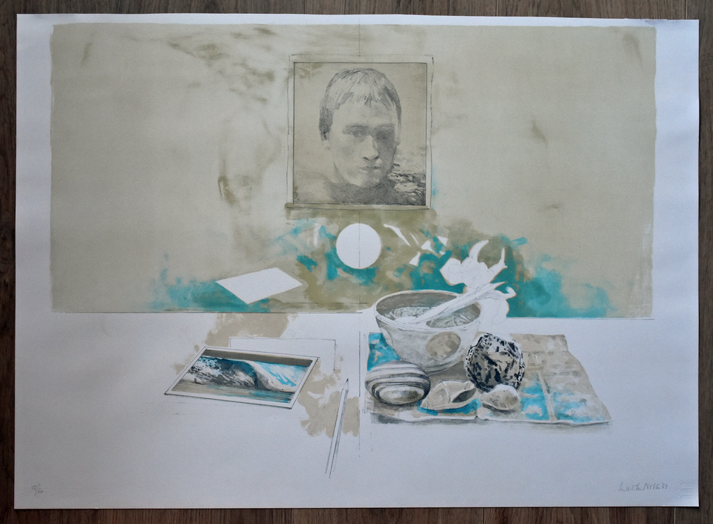 Walter Nobbe, Litho # Portret met zee stilleven # oplage 60 ex, 1982, nm+ verkocht voor € 45!