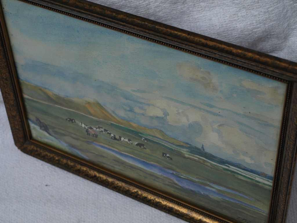 Frederik Teding van Berkhout - Aquarel–Achter de duinen – Gesigneerd & ingelijst kopen? Bied vanaf 1!