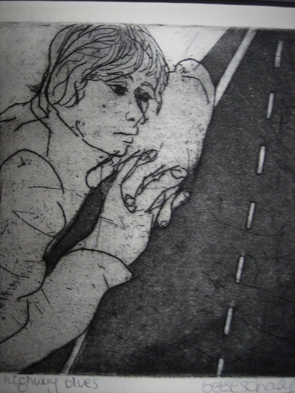 Hoogwaardige omstreeks 1960 droge naald Ets "Highway Blues" gesigneerd  kopen? Bied vanaf 1!