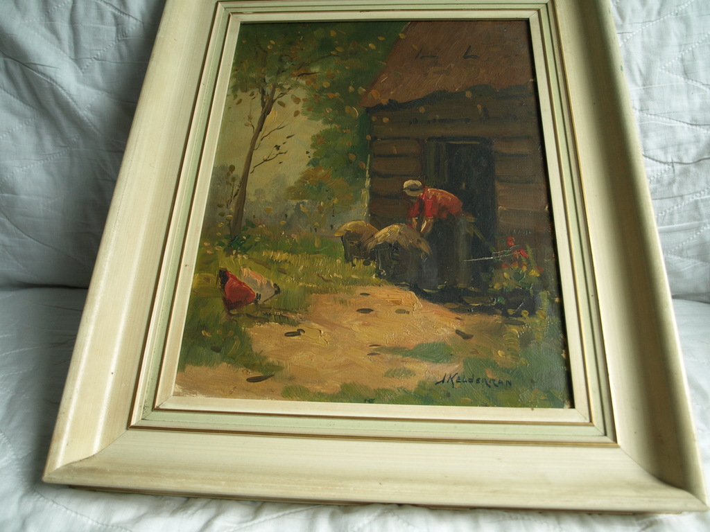 Jan Kelderman : Olieverf op doek, Boerin – gesigneerd & ingelijst - ca 1960 kopen? Bied vanaf 1!