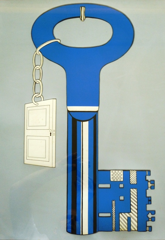 Ton Klop (Haagse School) , ingelijste zeefdruk: The key, 1969, handgesigneerd en genummerd verkocht voor € 46!