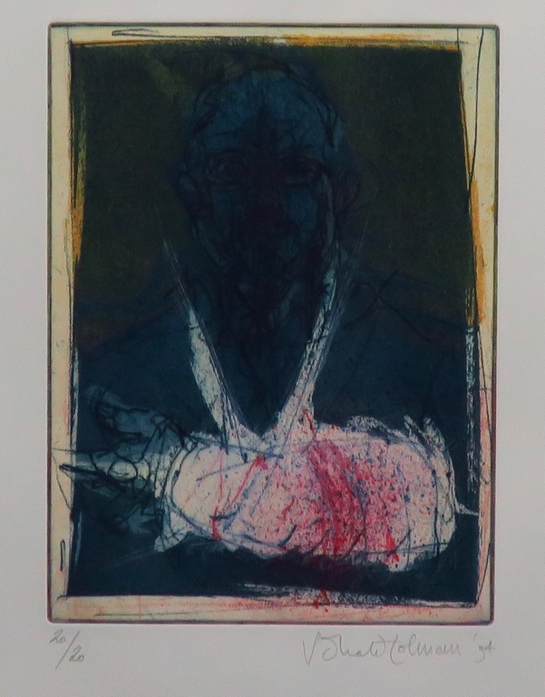 Ronald Tolman: Ets, Zelfportret met ornament -Ingelijst kopen? Bied vanaf 60!