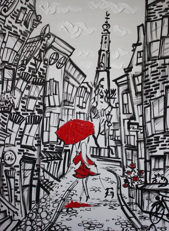 Elena Polyakova: Acrylverf , Aan Amsterdamse straat verkocht voor € 95!