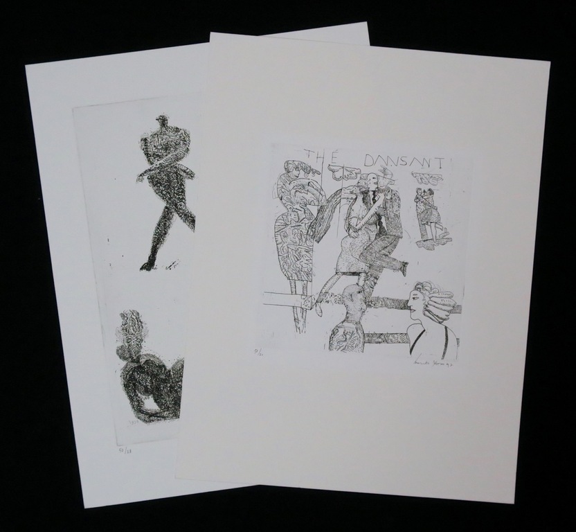 Lot met 2 etsen van Bouke Ylstra: The dansant, Kwartet kopen? Bied vanaf 1!