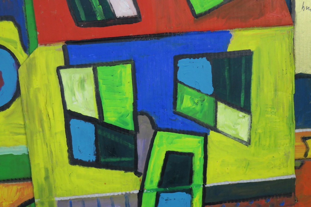 Meertje Kaal: Acryl en collage op papier, Heilige huisjes - Ingelijst (Groot) kopen? Bied vanaf 200!