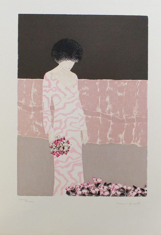Andrè Vigud , Femme avec fleurs II , handgesigneerd kopen? Bied vanaf 1!
