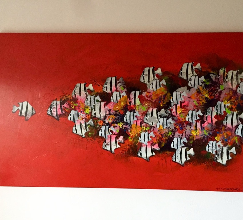 Go with the flow - Gino Sauerbier Acryl,160x100  cm kopen? Bied vanaf 2000!