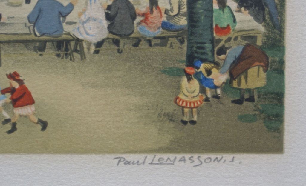 Paul Lemasson - Paul Lemasson Litho 'Dorpsfeest in Frankrijk" kopen? Bied vanaf 20!