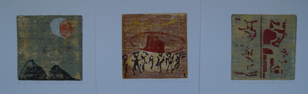 Onbekende kunstenaar - serie van 3 etsen - het millenium voorbij kopen? Bied vanaf 10!