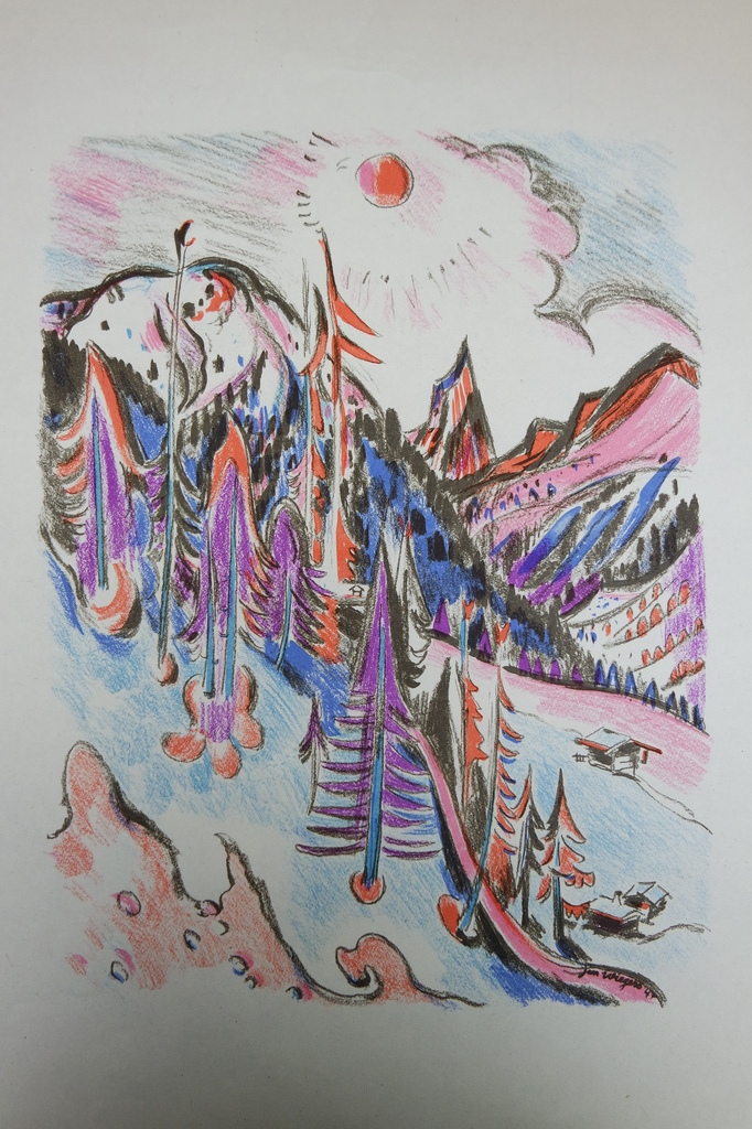 Jan Wiegers (1893-1959) - Oprichter De Ploeg - kleurenlitho - Zwitsers landschap kopen? Bied vanaf 195!