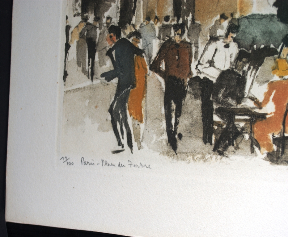 Parijs, Place du Tertre - ets met aquatint - oplage 100   kopen? Bied vanaf 35!