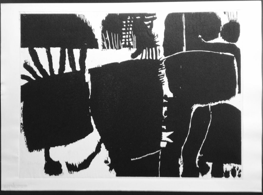 Guillaume le Roy, houtsnede in zwart-wit, Compositie in zwart, 1967  kopen? Bied vanaf 55!