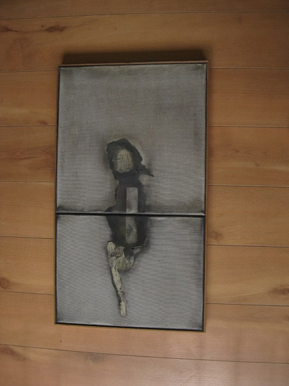 intrigerende abstracte collage/gem.techniek gesigneerd "Maya 2002" Spanje  kopen? Bied vanaf 1!