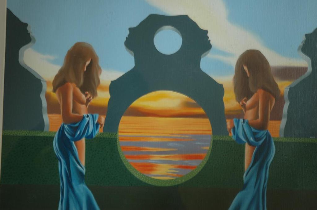 Anthony Gray, Two reversed ladies at sunset, 1977 olieverf papier, 40x50 gesign verkocht voor € 95!