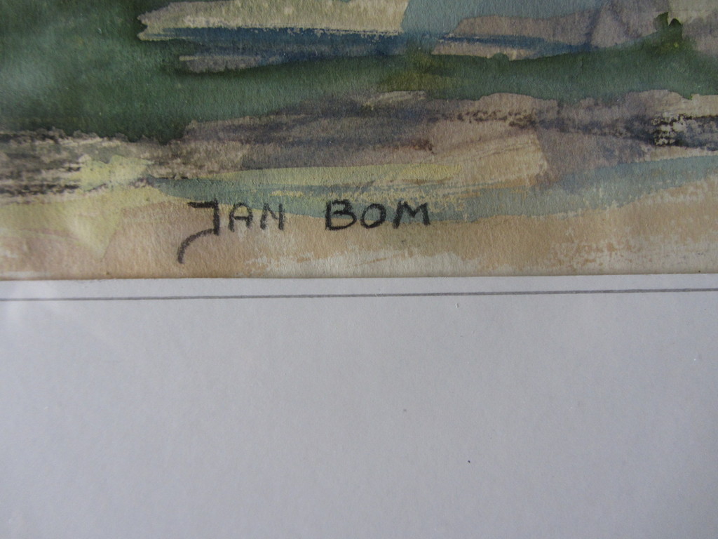 Jan Bom - Gemengde Techniek- Impressie Waddenzee - kopen? Bied vanaf 60!