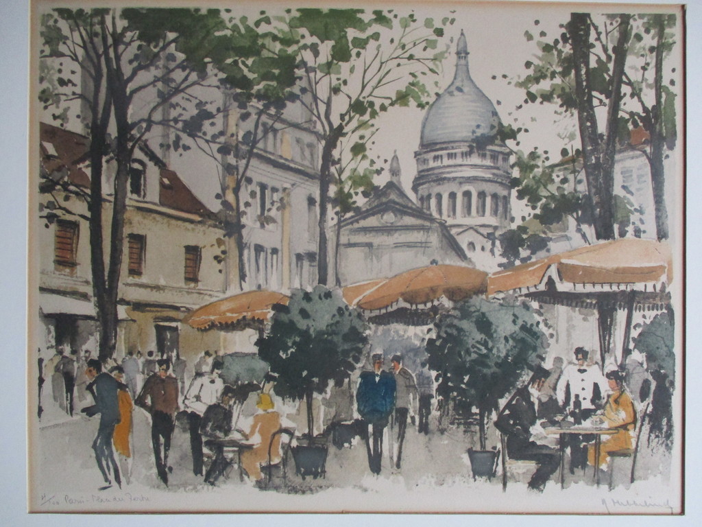 Roger Hebbelinck: kleuren litho, Place du Tertre Paris kopen? Bied vanaf 1!