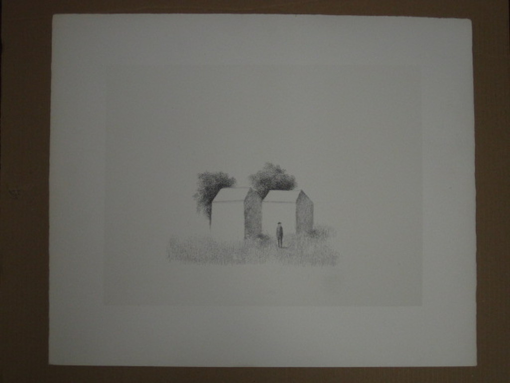 Typisch verstild werk van Metten Koornstra 1912-1978 Litho "man in landschap" MK kopen? Bied vanaf 1!