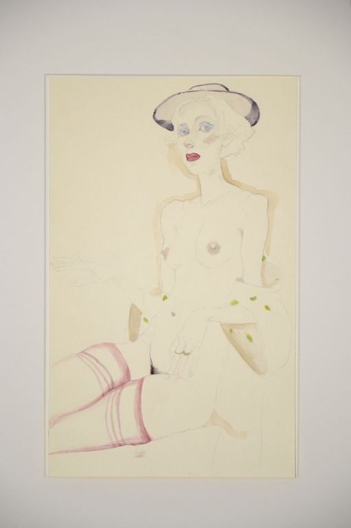 Ed Valk: Aquarel/tekening. Vrouwelijk naakt verkocht voor € 70!